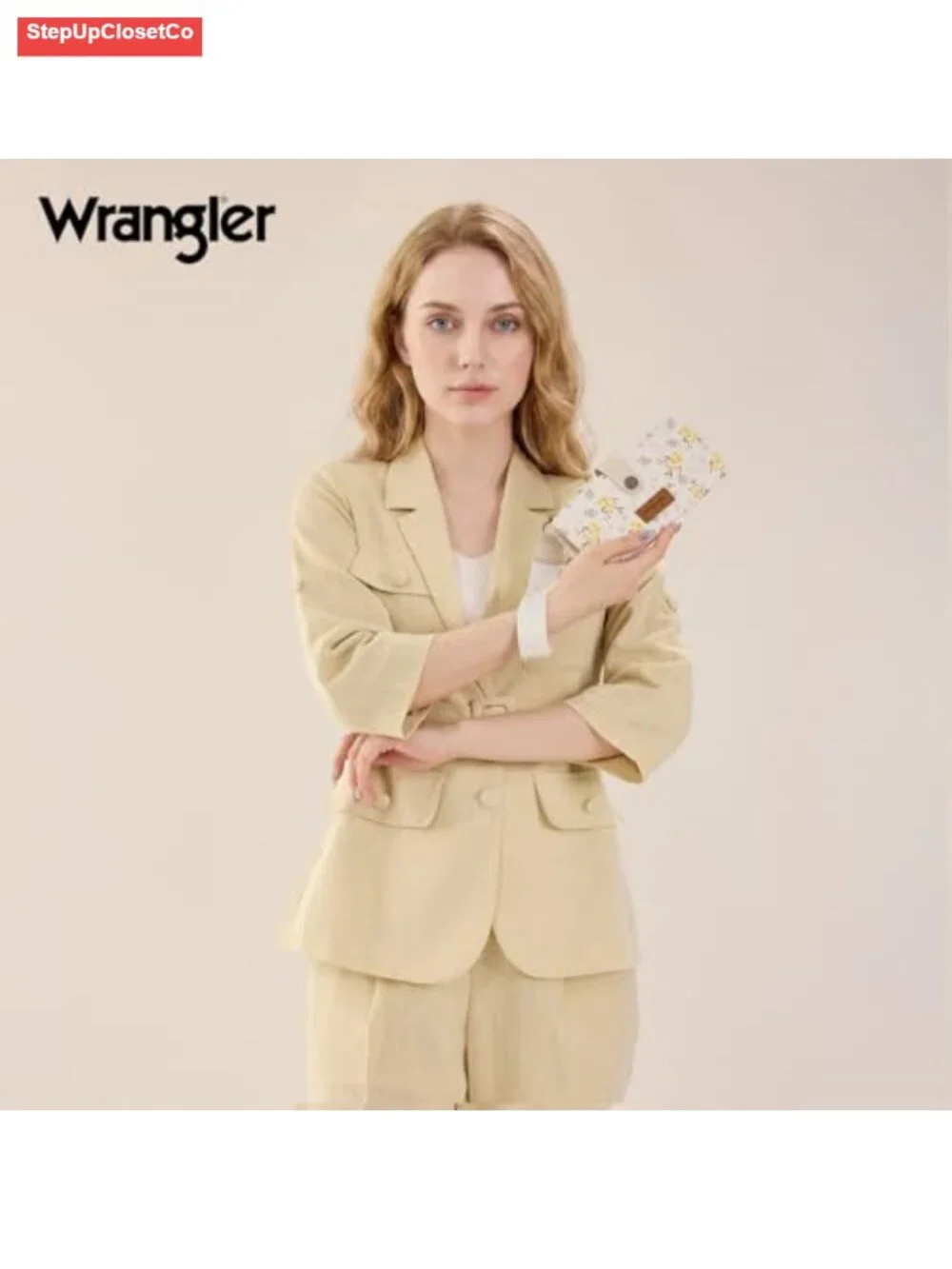 Wrangler Large Bifold Wristlet Wallet with RFID Blocking, Faux Leather Clutch